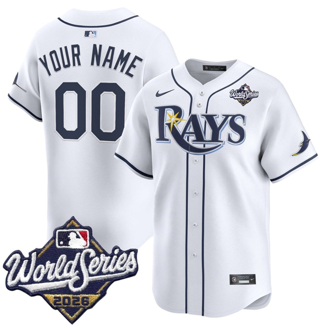 Men's White Tampa Bay Rays Active Player Custom 2026 World Series Home Limited Stitched Baseball Jersey